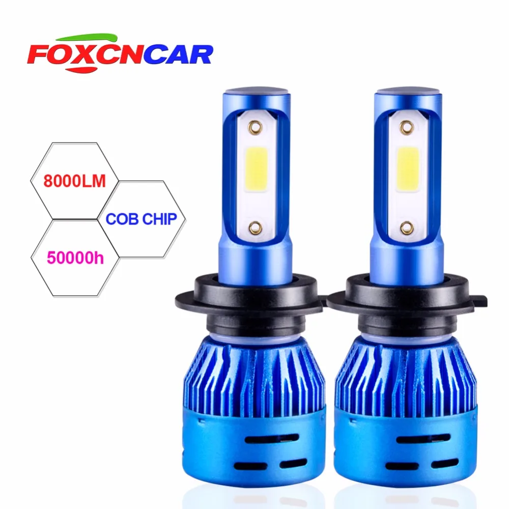 Светодиодная лампа Foxcncar H1 h4 h7 Led H7 с чипами COB 9005 лм 72 Вт HB3 9006 HB4 автомобильная H8 H11