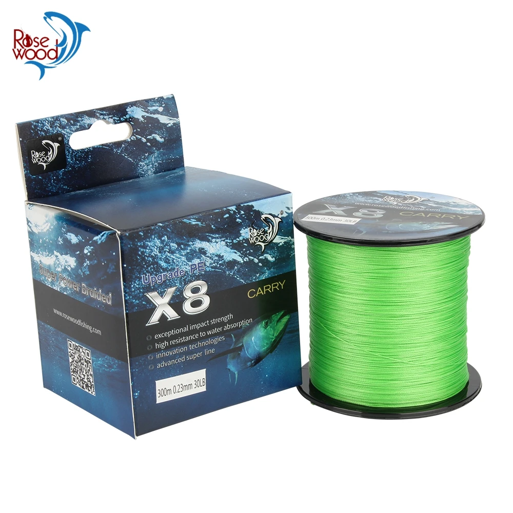 RoseWood New Braided Fishing Line 300M 8 Strands Ultra Strong Superline  Braid Fishing Line 12LB-65LB Sea Ocean Smooth Casting