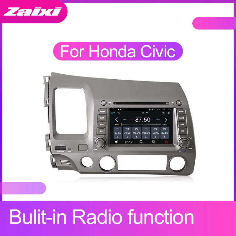 Best ZaiXi Android Car Multimedia player 2 Din WIFI GPS Navigation Autoradio For Honda Civic 2006~2011 GPS Radio FM Maps BT 1