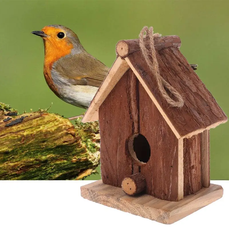 Домик для птиц из натурального дерева, подвесное гнездо для сада на открытом воздухе