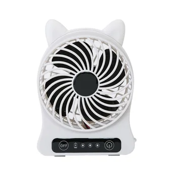 

Cartoon Mini Fan Personal Cooling Desktop Fan with LED Lamp Night Light USB Rechargeable Pocket Fan for Kids Student Office Room