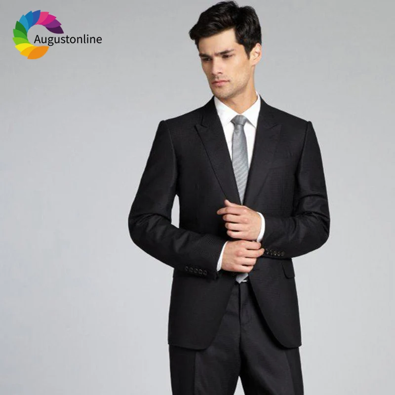

Black Business Men Suits For Wedding Groom Party Formal Slim Fit Prom Tailored Made Tuxedo Best Man Blazer Terno Costume 2 Piece