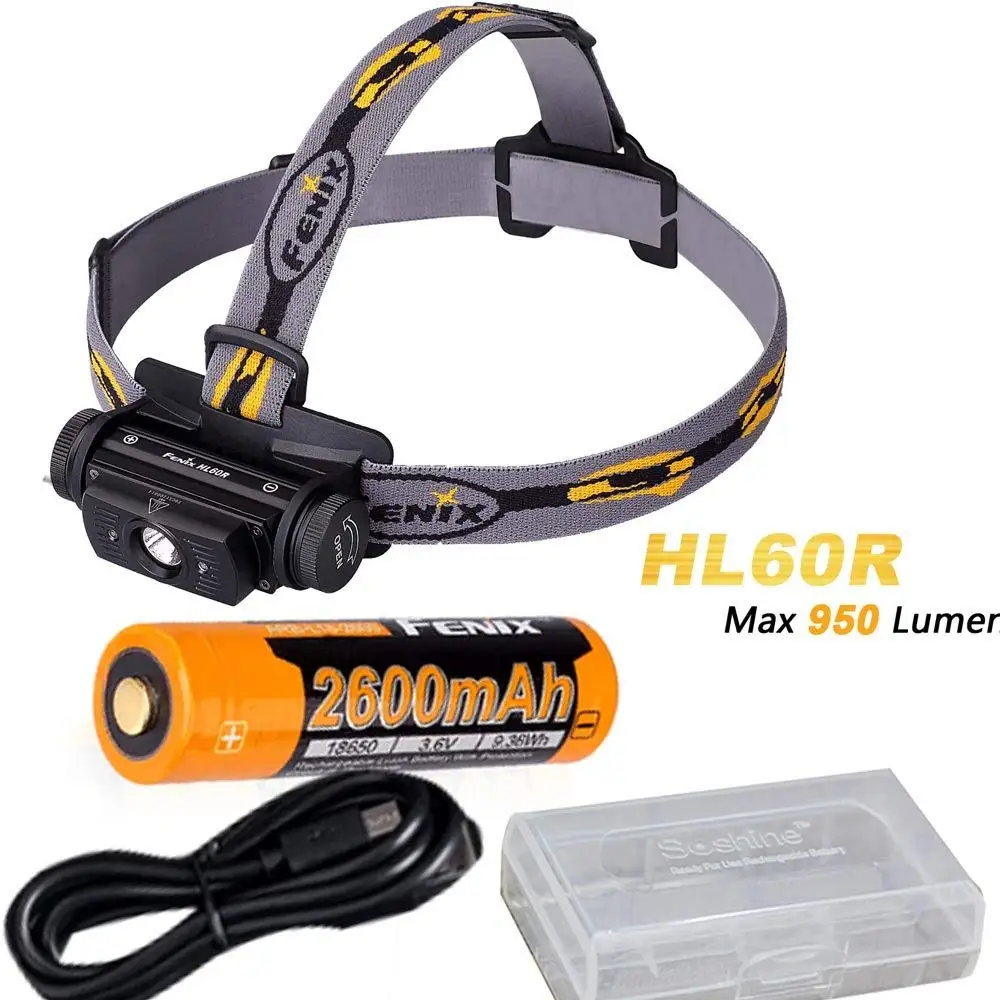 

Fenix HL60R 950 Lumen USB rechargeable CREE XM-L2 T6 LED Headlamp with Fenix 18650 rechargeable Li-ion battery