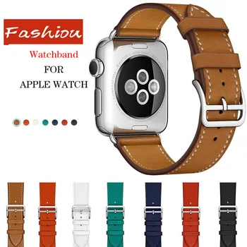 

Handmade Band for Apple Watch 42 Series 4 3 2 1 40mm 44mm iWatch Genuine Leather Strap 44mm 38mm Bracelet with Classic Buckle