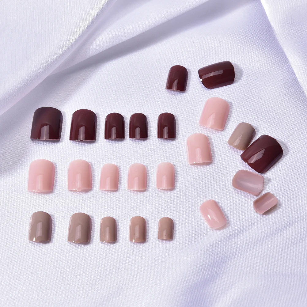 

Lovely 24 pcs Fashion pearl false nails with glue short sticker Design Full Cover Full Nail Tips Gradient nude False Nails Hot