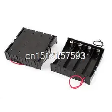 2pcs Black Plastic Battery Storage Case Holder w Leads for 4 x 18650 Batteries
