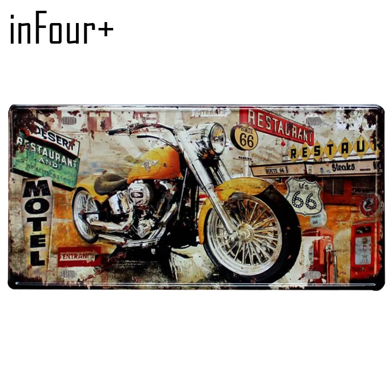 

Motel Motorcycle License Plate Metal Plate Car Number Tin Signs Bar Pub Cafe Home Decor Metal Sign Garage Painting Plaques Signs