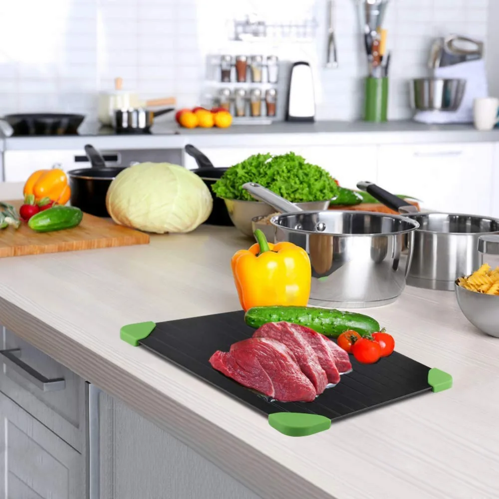 Magic Defrost Tray Metal Plate Defrosting Tray Safe Fast Thawing Frozen Food Meat Defrost Kitchen Tool