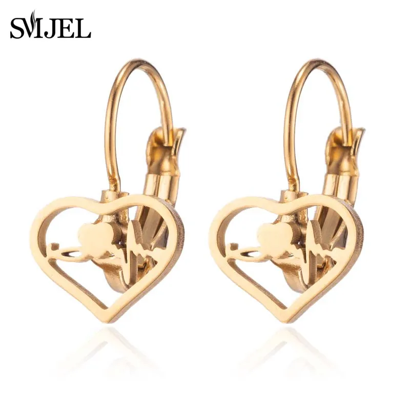 SMJEL Unique Heart Stethoscop Stud Earrings for Women Doctor Medical Jewelry Cardiology Earings Student Gift oorbellen goud