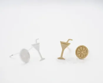 

Fashion of lemon slices and drink a cup of stud earrings, bar drinks stud earrings