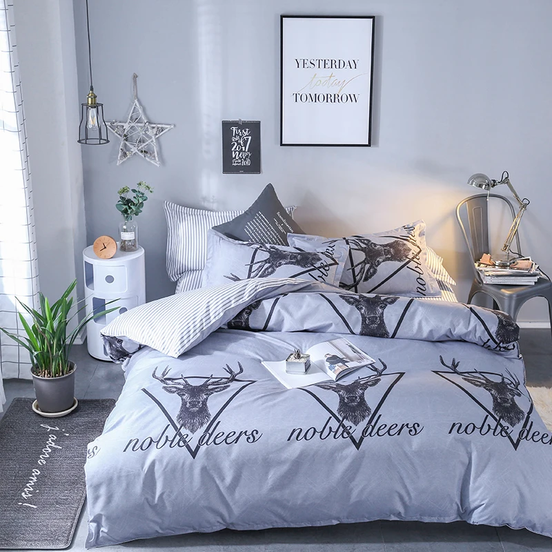 Home Textile Brief Deer Bed Linen Set Twin Bed Cloth Bedclothes