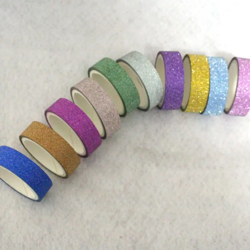 10PCS Glitter Tape Card Scrapbooking Book Decor Self Adhesive Sticker