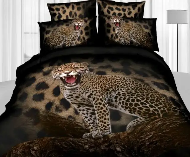 3D Leopard Animal print Bedding set queen size duvet cover bedspread