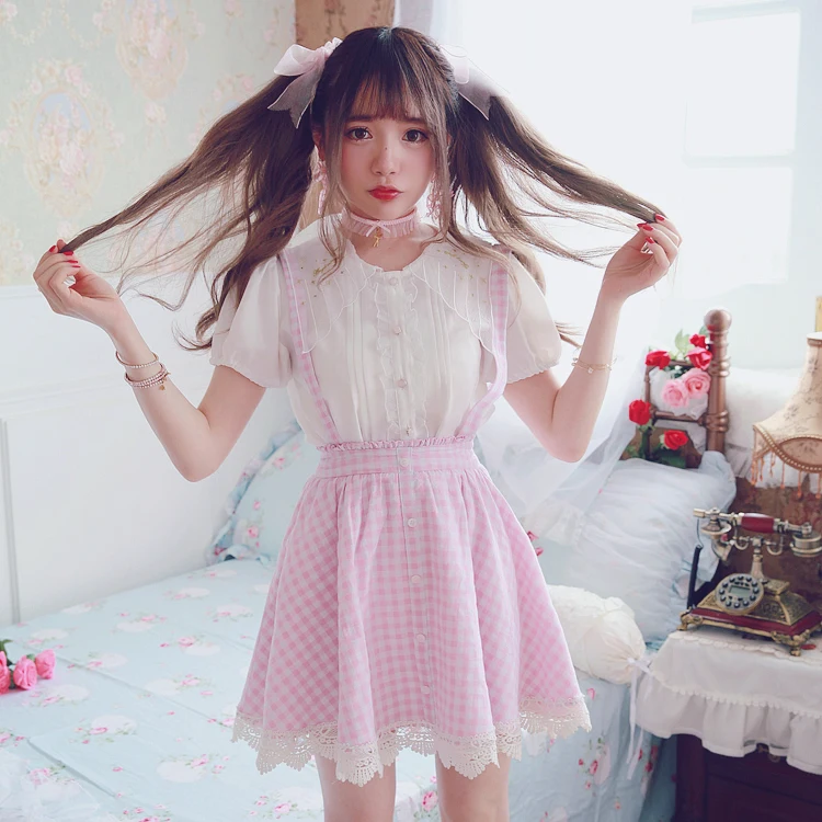 princess-sweet-lolita-skirt-bobon21-pink-cotton-plaid-suspender-skirt-bust-skirt-removable-b1472