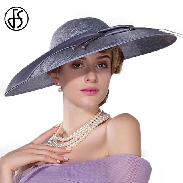 Buy FS Fashionable Large Brim Gray Linen Hats Elegant