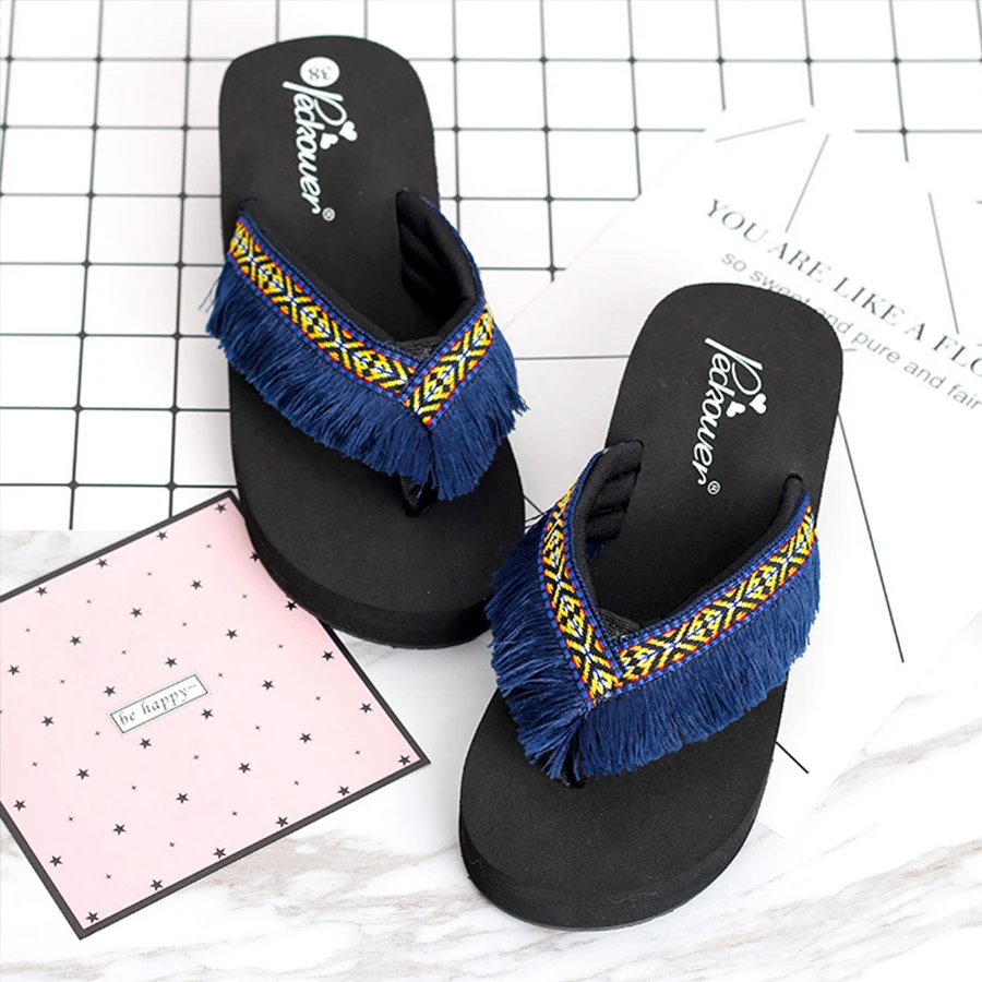 Ручной работы Chanclas тканевые тапочки в этническом стиле с кисточками женские