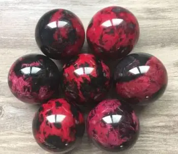 

Free Shipping>7pc Natural Peach Blossom Stone Jade Ball Onl Crystal Sphere Healing 40mm