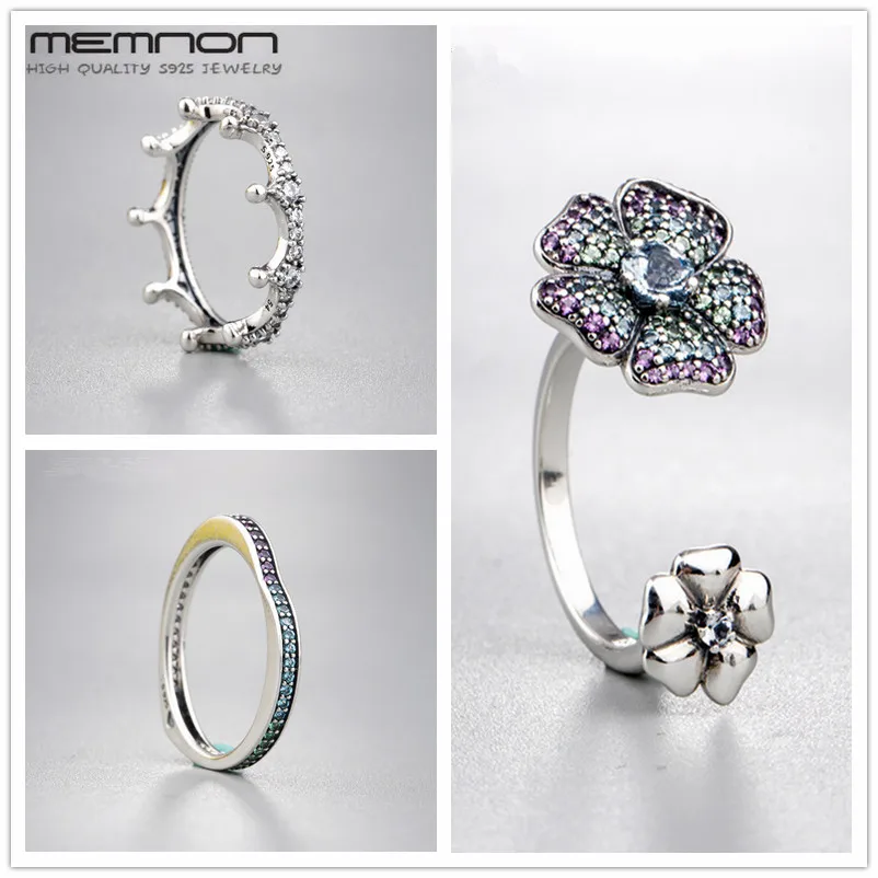 

Memnon Glorius Blooms Enchanted Crown Multi-colour Arc of Love Rings for women 925 sterling fine silver jewelry ring RIP0161