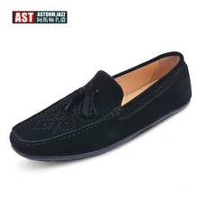 Brand New Mens Cow Suede Leather SLIP-ON Tassel Loafers Driving Shoes Business Man Summer Casual Fringe Shoes 5 Colors