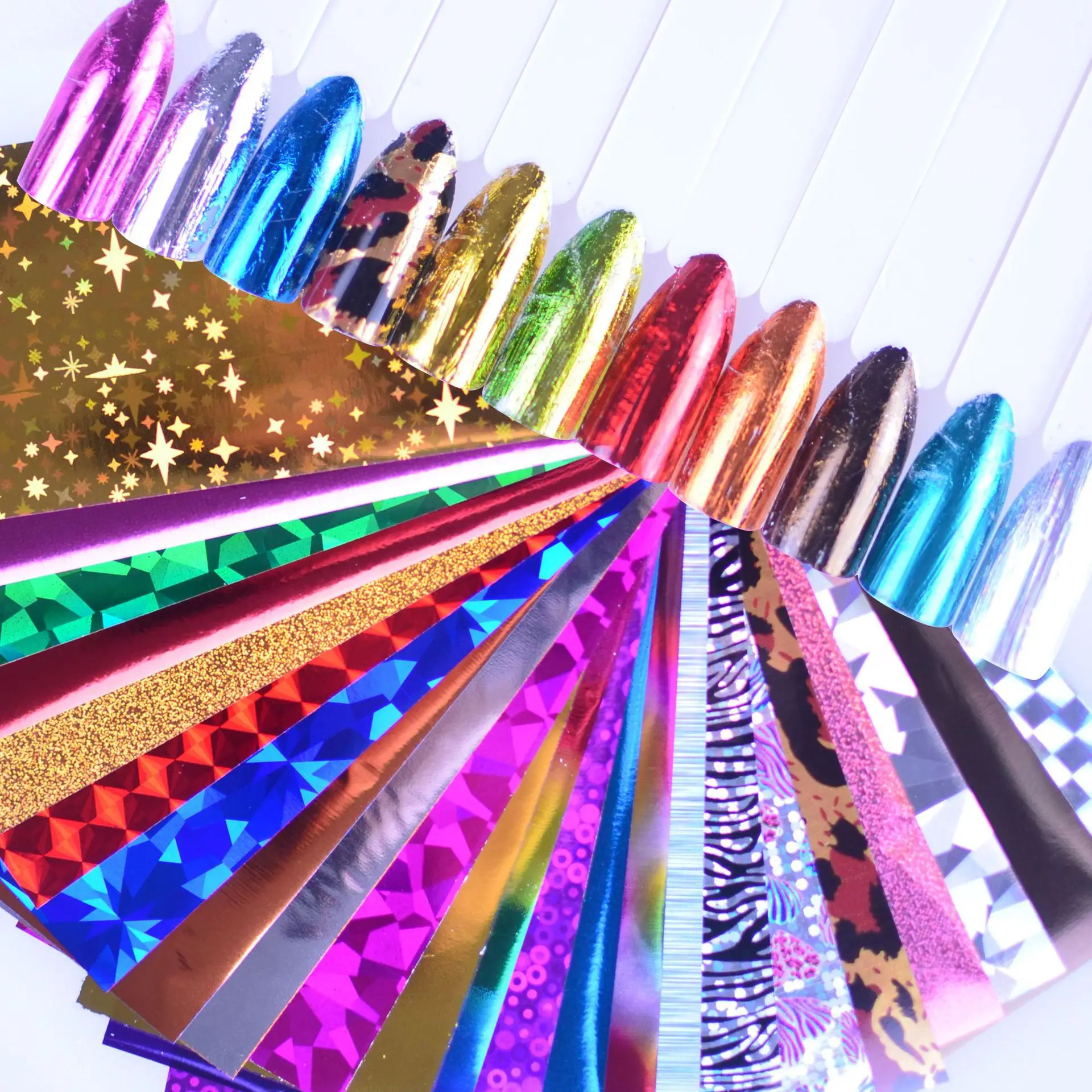 

24pcs DIY Colorful laser Transfer Paper Nail Polish Transfer Starry Sticker Nail Decorations Accessories Z0159