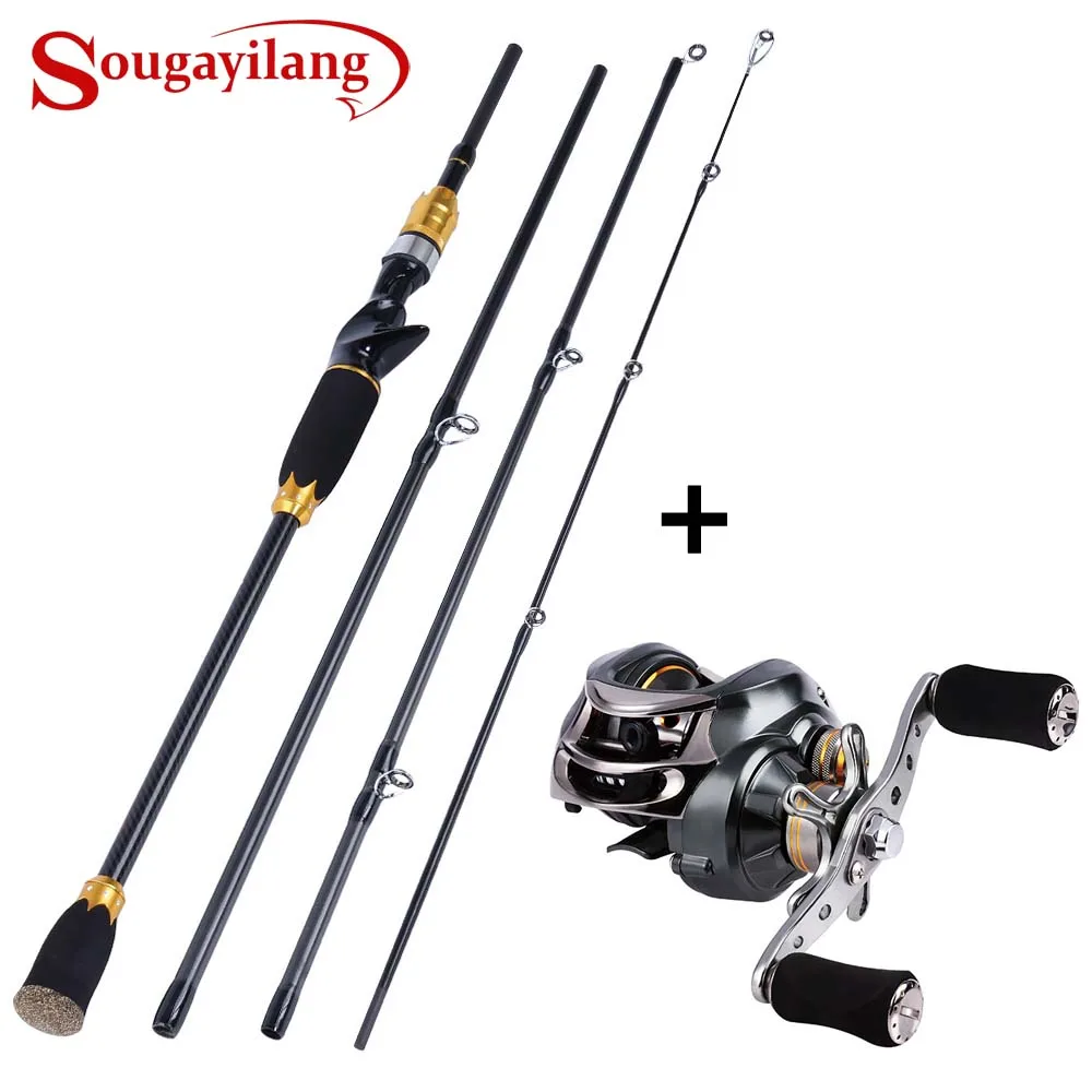 Sougayilang 4 Section Lure Fishing Rod and Baitcasting Reel Combo Portable Carbon Fiber Casting Rod Pole with Baitcast Reel Kit Sougayilang 4 Section Lure Fishing Rod and Baitcasting Reel Combo Portable Carbon Fiber Casting Rod Pole with Baitcast Reel Kit