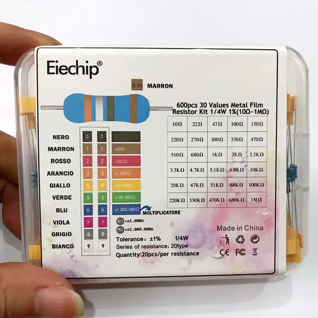 600pcs/lot 30Values* 20pcs 1 1/4 W resistor pack set diy Metal Film