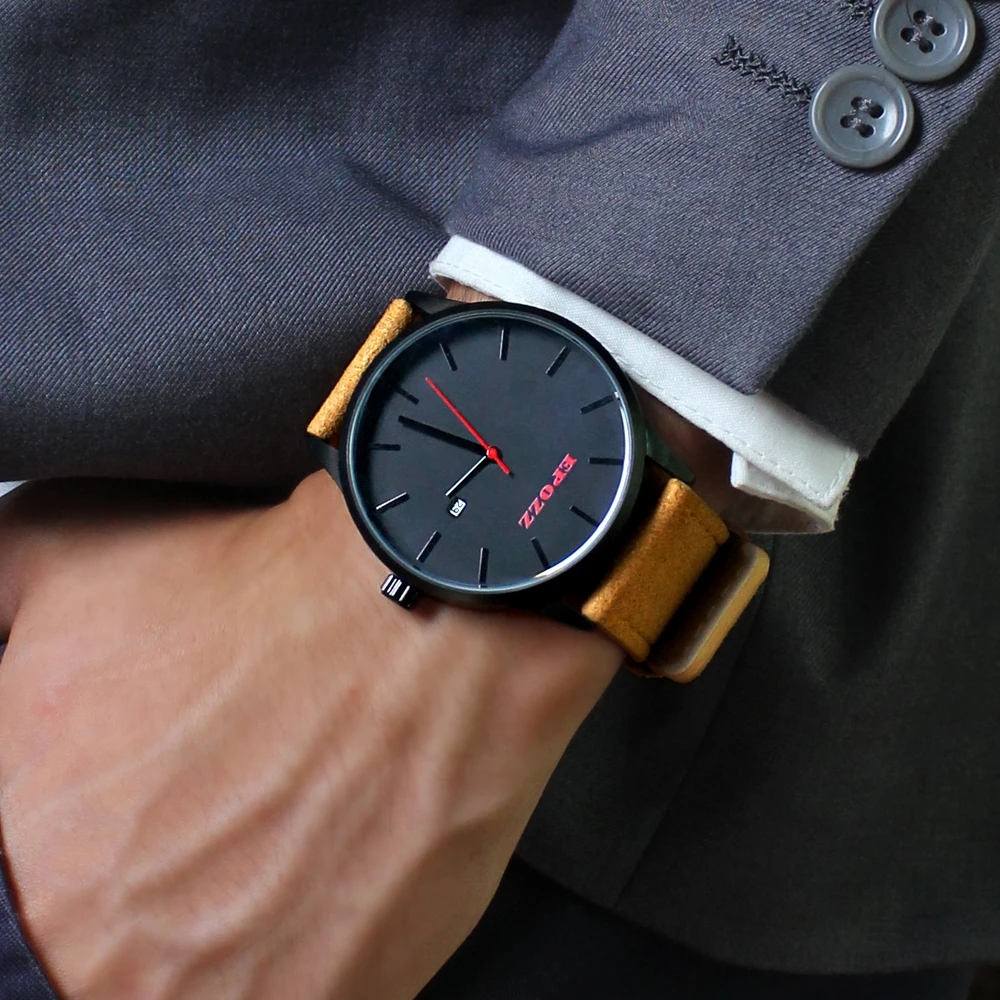 

EPOZZ slim watches for men brown leather watch men