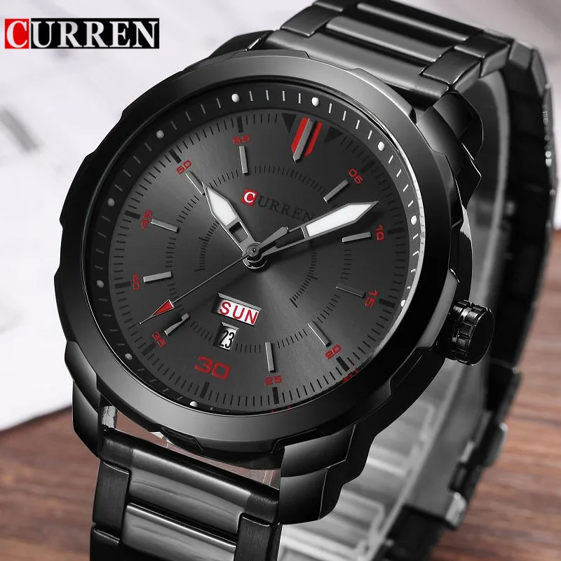 

Relogio Masculino Casual Curren Mens Watches Top Brand Luxury Black Stainless Steel Quartz Watch Men Sport Clock Male Wristwatch