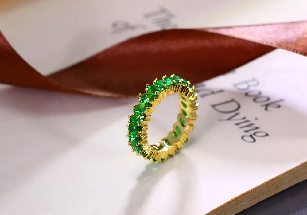 Модное красочное кольцо на палец с кубическим цирконием, элегантный простой дизайн, 6 цветов, ювелирное изделие на годовщину, модный стиль, круглые кольца