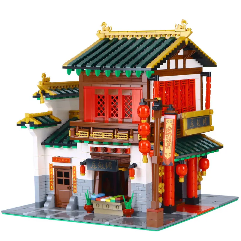 

XingBao 01001 2787Pcs Creative Chinese Style The Chinese Silk and Satin Store Set Educational Building Blocks Bricks Toys Model
