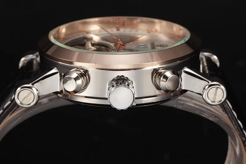 Forsining توربيون التفاف للرجال ساعات التلقائية ووتش حالة الذهبي تقويم ساعة الذكور السود الميكانيكية ووتش relogio masculino