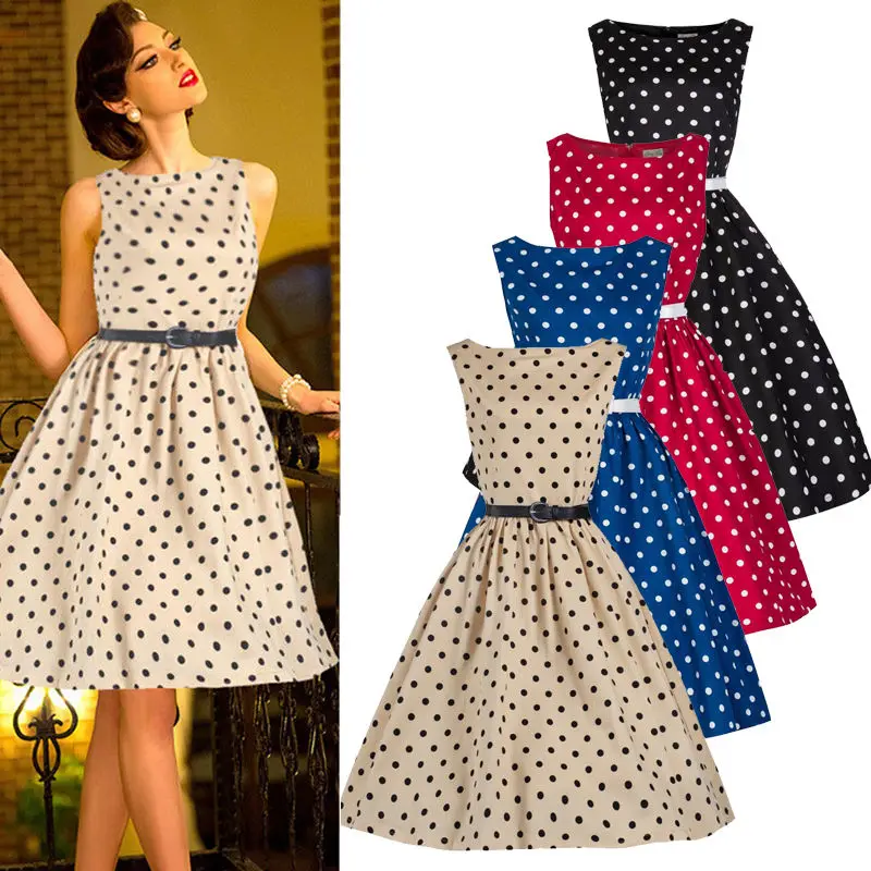 2017 Nova Moda Pin Up Vestidos Mulheres Casual Verão Retro Elegante Sem Mangas Rockabilly 50 S