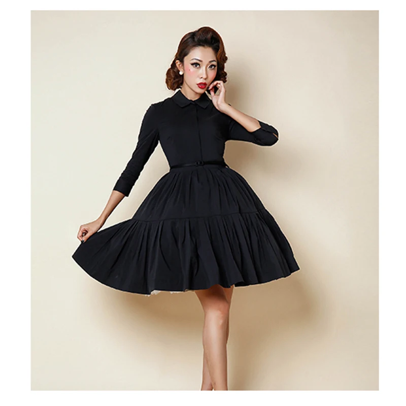 2016 Women Cotton Rockabilly Dress Vintage Evening Party Sexy Swing ...