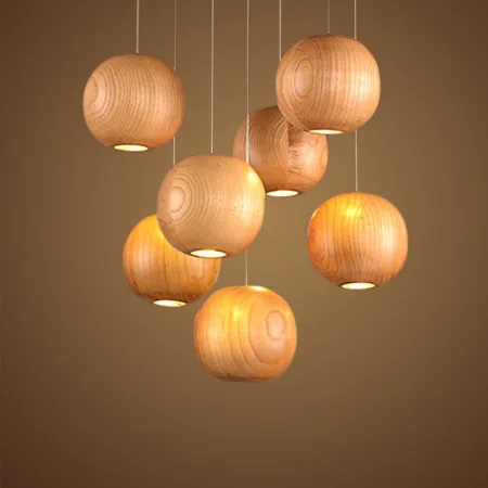 

rural wood led living bedroom individual wood pendent lamp Japan designer creative round ball lighting fixtures A201