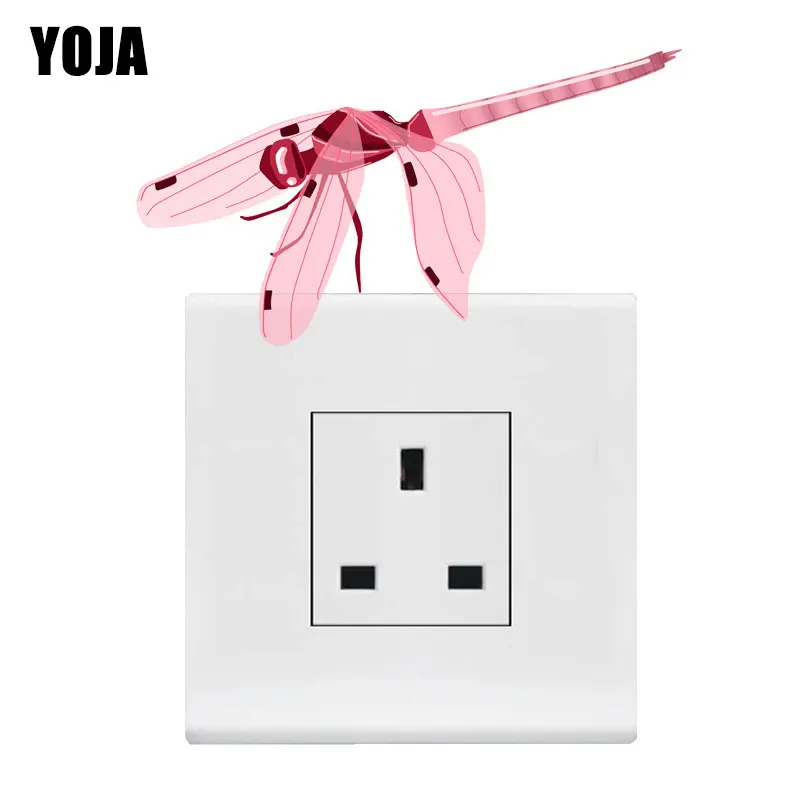 

YOJA Children Room Home Decor Pink Dragonfly Wall Sticker Coloured Switch Decal 8SS1226