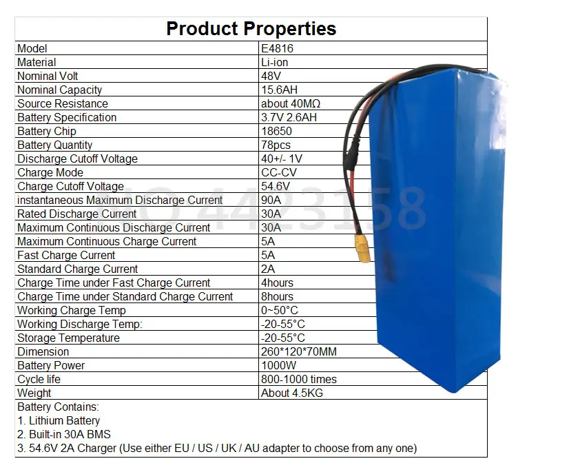 48 V литий-ионная батарея 48 V 15AH 1000 W электрическая велосипедная батарея 48 V 15AH литиевая батарея для электровелосипеда 18650 с зарядным устройством 54,6 V 2A