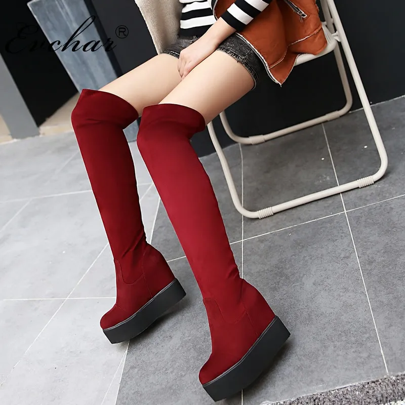 Épais 34 M31 Le Genou Slip blue Sur M31 forme Talons Des Taille red Croissante Black Hauteur 43 Evchar on Chaussures Plate Grande Femmes M31 Rouge Noir Bleu Bottes D29IHWYE