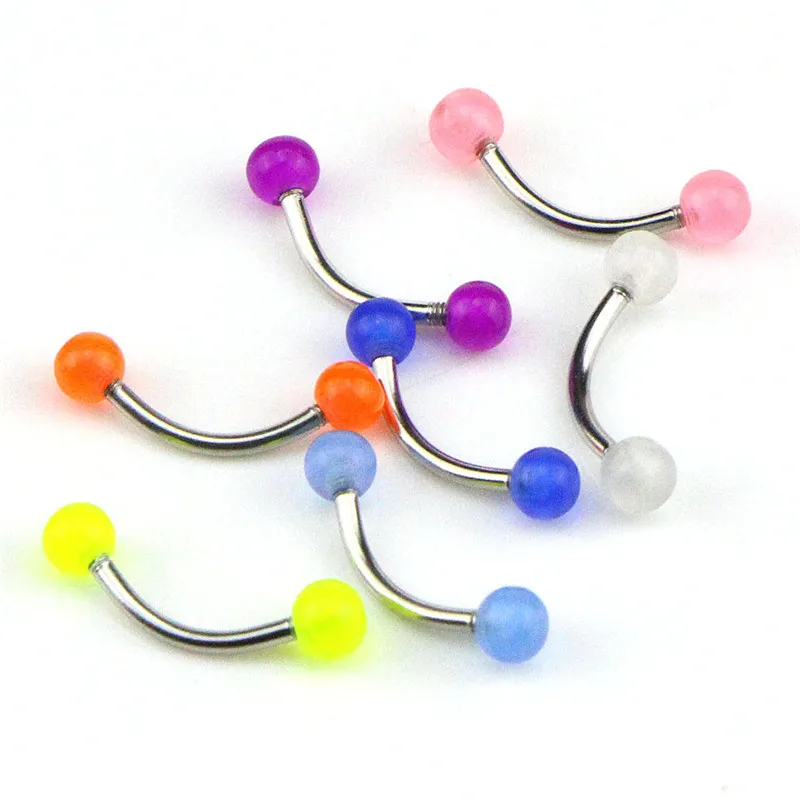 7Pcs Acrylic Body Piercing Luminous Barbell Jewelry Multicolor Surgical