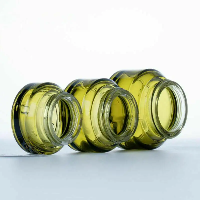 10 шт. X 15 г 30 г 50 г зеленые стеклянные контейнеры для бутылок Банки горшки для косметический крем для лица бальзам для губ образец хранения с прокладками