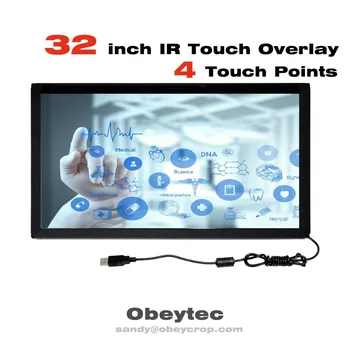 

obeycrop 32" Touch Screen Overlay, 4 Points Touch overlay, without Glass, Aluminum Alloy Frame, Easy Assembly, USB Port