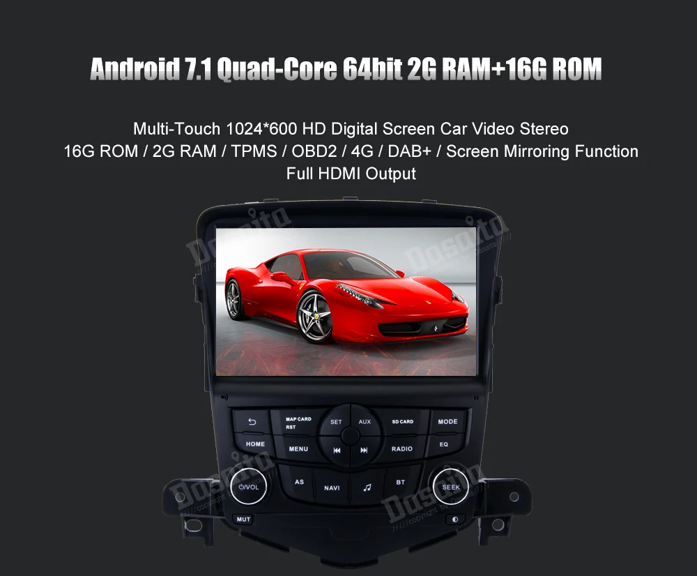 Discount 1 din Android 8.1 Car Multimedia player For Chevrolet Cruze 2008-2012 Radio GPS 2Gb Ram+16Gb Rom built-in GPS HDMI output wifi 7
