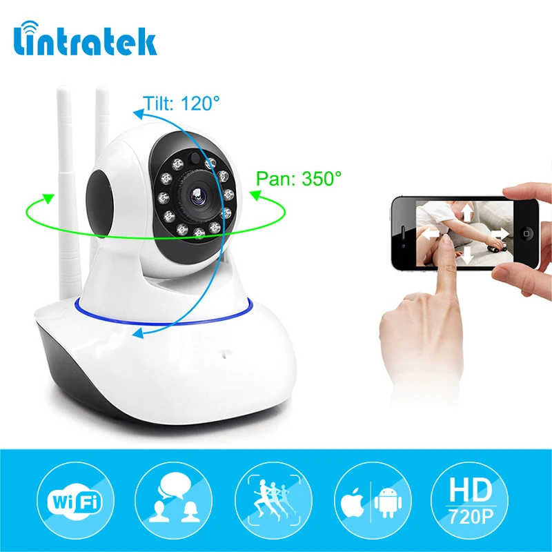 lintratek Network Security Camera P2P Wifi IR Cut IP Camera 2 Ways Audio Wireless CCTV Surveillance