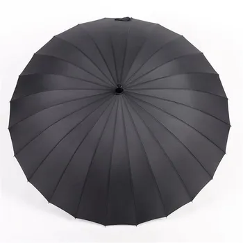 

24k Black Strong Long Handle Umbrellas Frame Windproof Men Women's Non-automatic Rain Umbrella Golf Business Outdoor Z615