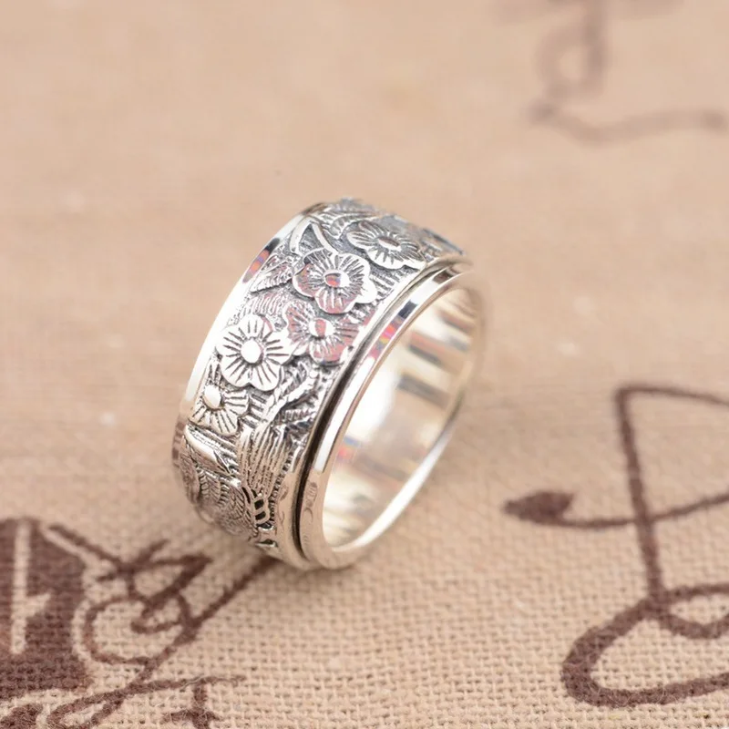 

Beaming the new jewelry line S925 silver antique style men and women with the rotating ring
