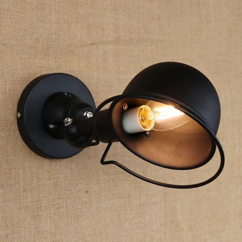 

Black retro retractable double folding lever arm wall lamp without switch
