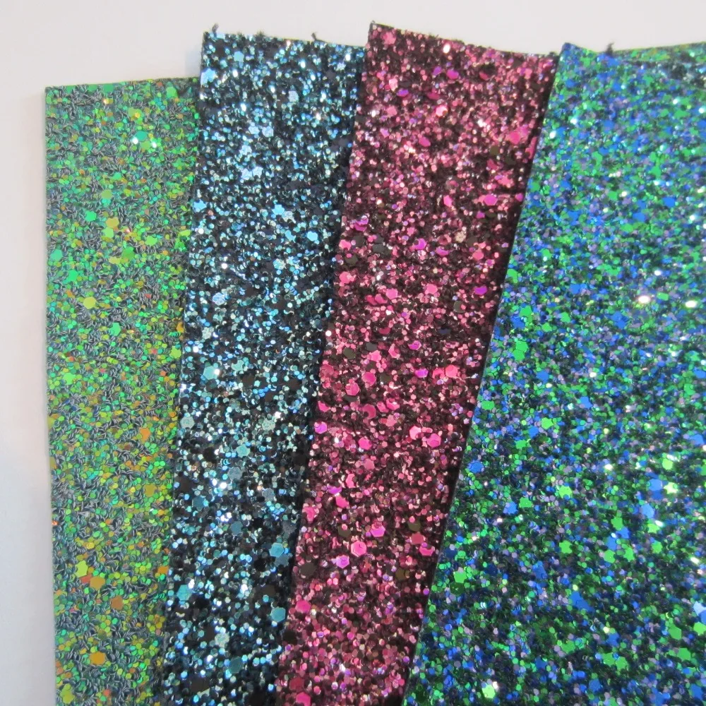 4pcs A4 sheet 30cm x 21cm chunky glitter leather fabric fashion piece