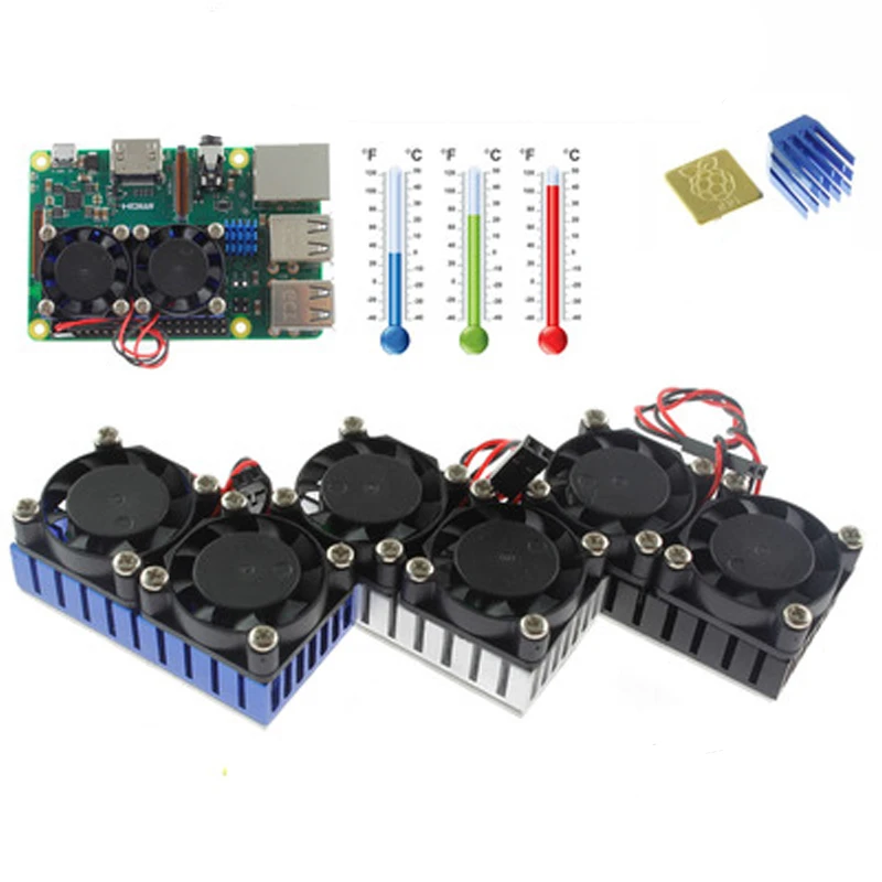 Модуль системы охлаждения с двойным вентилятором для Raspberry Pi радиатором