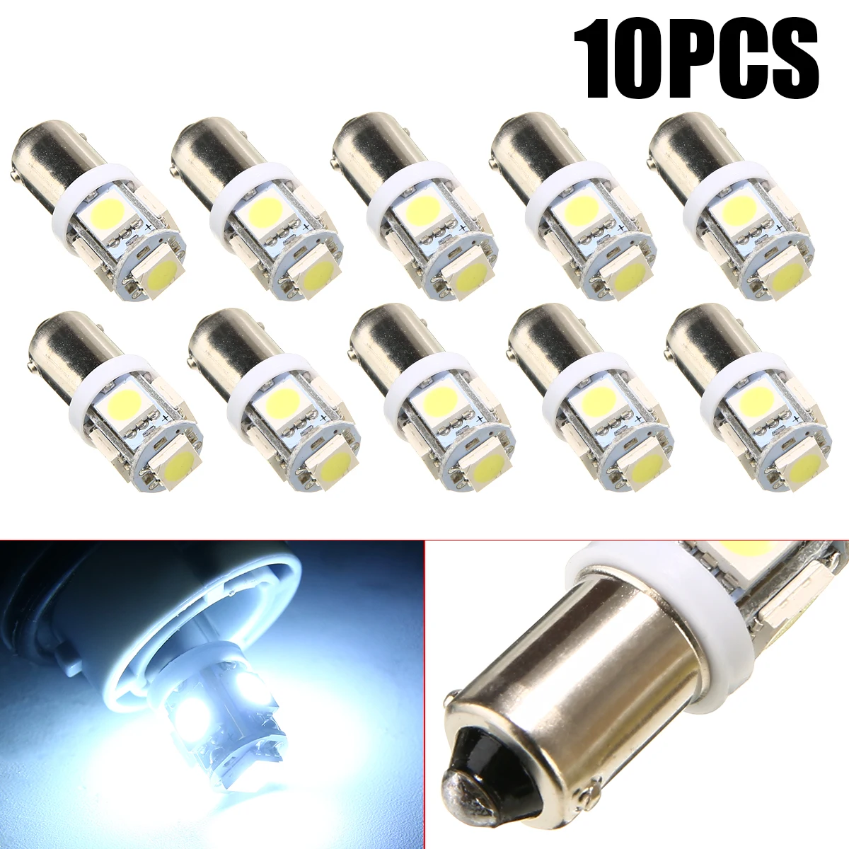 New Arrival 10pcs 12V T11 BA9S White Bulb T4W 3886X H6W 363 5050 5LED Car Interior Dome Map Light Lamp