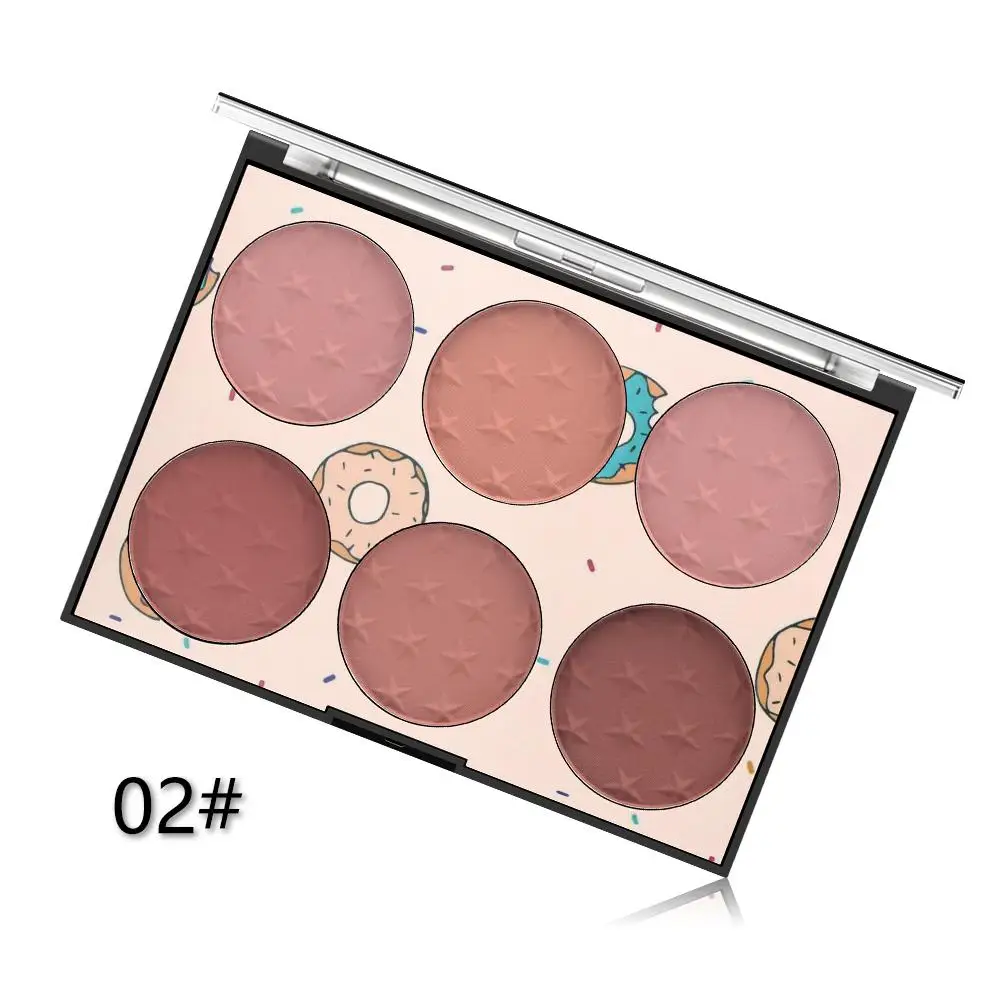 6 Colors Blush Palette Face Mineral Pigment Powder Natural Makeup Eyeshadow Charming Color Contour Shadow Professional - Цвет: N02