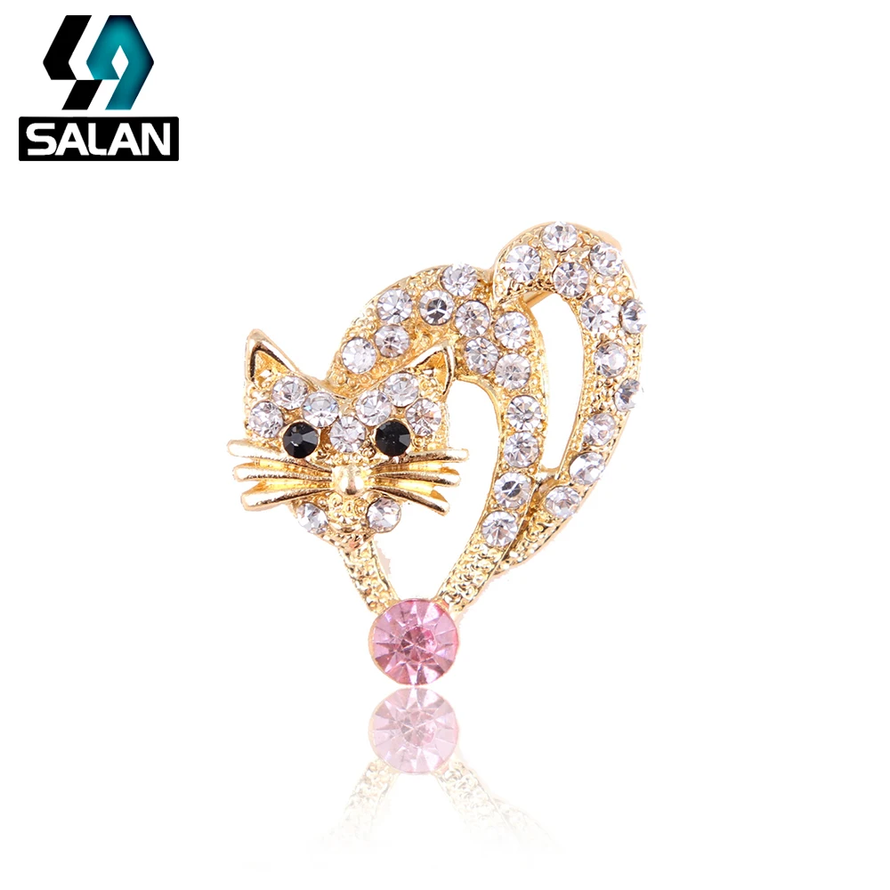 

Korean fashion cute three-dimensional kitten crystal diamond brooch women's braised flower scarf jacket coat pin